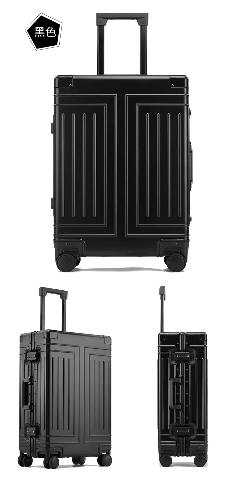 2024 Capacity Durable Luggage Sets 100% Aluminum Suitcase Wheels Women Girl Men Cabin Carry-On Boarding Travel 20/24/26/28 - Image 3