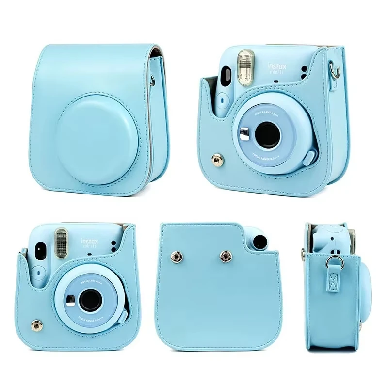 For Fujifilm Film Camera Bag for Instax Mini 11 9 8 Camera Case PU Leather Soft Silicone Cover Bag with Shoulder Strap - Image 3