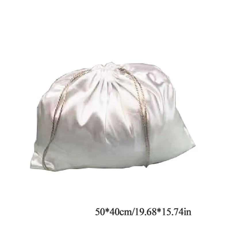Large Silk Satin Drawstring Care Bag Custom Wigs Storage Dust Proof Packaging Pouch Black Reusable Sack Handbag Shoes Travel Bag - Image 14