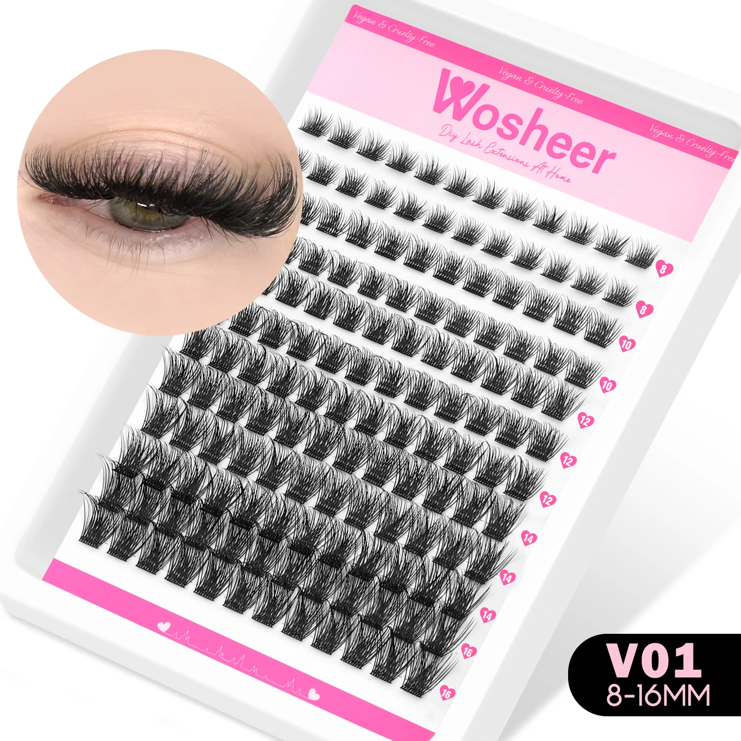 WOSHEER Lashes Cluster Kit Cat Lashes DIY Natural Eyelash Extension Kit Lash Bond & Seal Eyelash Clusters Set Makeup - Image 11