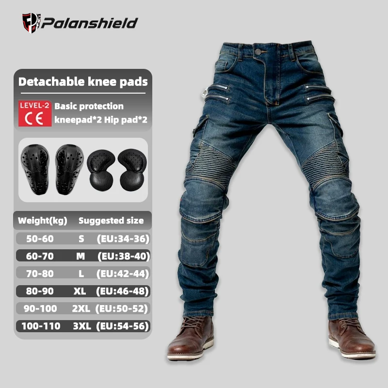 New Double Zipper Metal Style Motocross Moto Trousers Men For Woman Outdoor Riding Jeans With Protective Gear Motorcycle Pants - Image 14