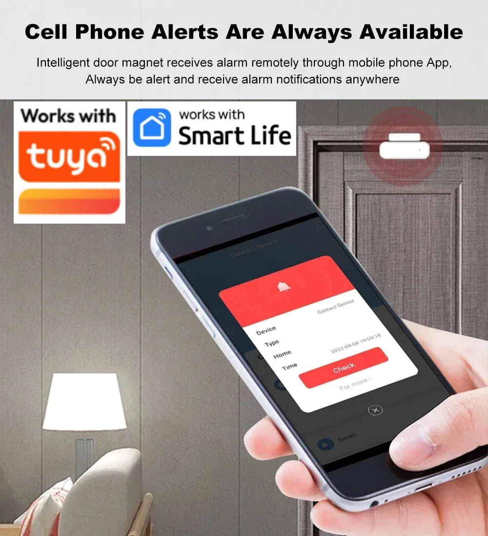 Work with Tuya Zigbee 3.0 WiFi Smart Door Window Sensor Open Close Detector Home Security Alarm Voice Control Alexa Google Home - Image 3