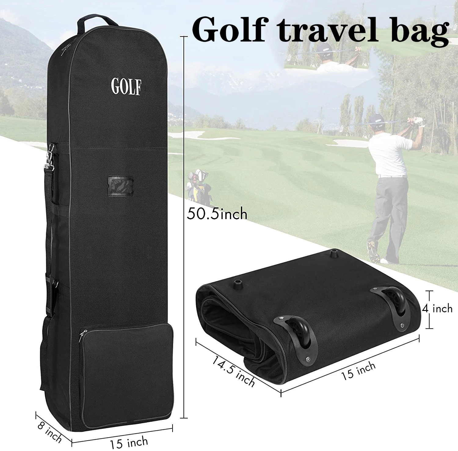 Soft Golf Travel Bags With Wheels Large Capacity Aviation Bag Practical Durable 600D Golf Club Bags Storage Pouch - Image 2