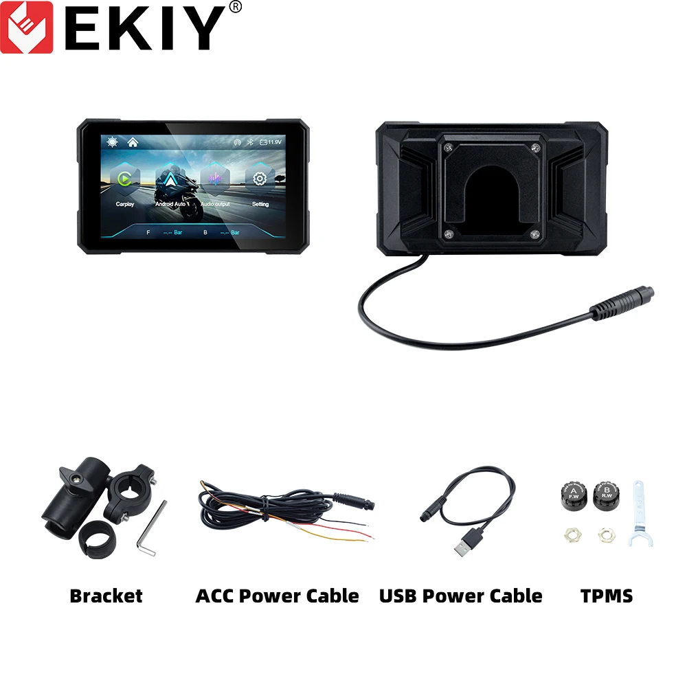 EKIY 5.0 inch Wireless CarPlay Moto Android Auto Portable Digital Motorcycle Dashboard GPS Navigation Removable Display Screen - Image 7