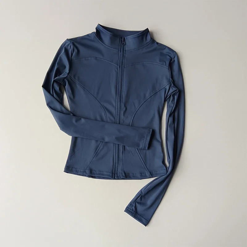 Slim Fit Sports Jacket Stand Collar Zipper Coat Sports Fitness Yoga Clothing Plus Velvet Jacket Slimming Quick-drying Top Suit - Image 11