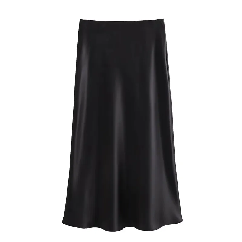 MUJER Woman 2026 Satin Skirt Women High Waist Long Skirts For Women Summer Black Midi Skirt Woman Office Elegant Women's Skirts - Image 4