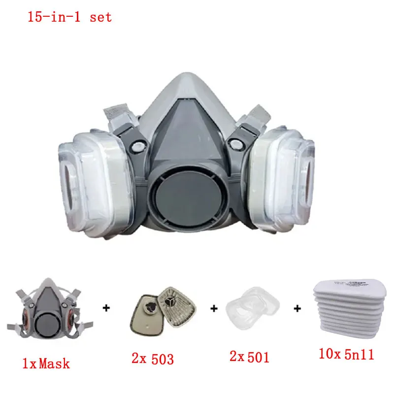 6200 Dust Mask Half Face With 503 5N11 Particle Filters Goggles Set For Industrial Labor Dust Paint Spray Decoration Grinding - Image 14