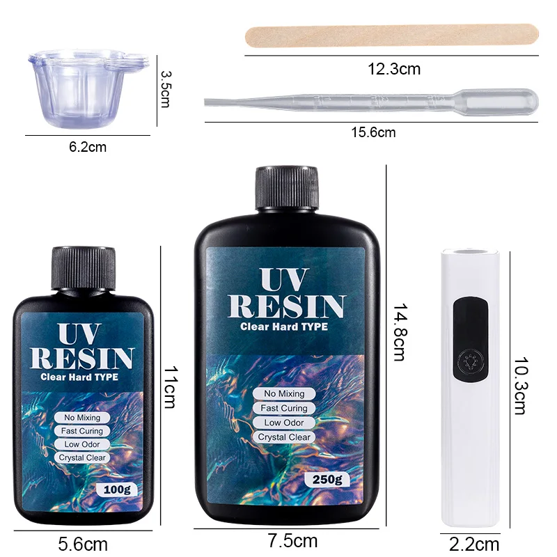 UV Resin Kit with Light Upgraded Hard Type Crystal Clear Ultraviolet Curing UV Resin for Craft DIY Jewelry Making Molds Casting - Image 2