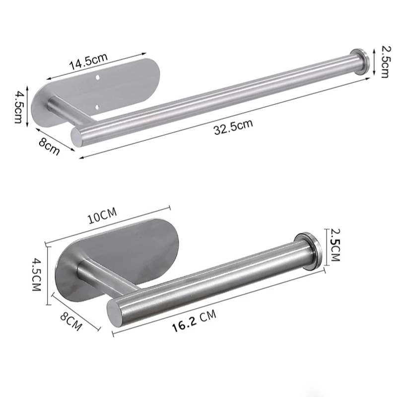 Adhesive Toilet Paper Holder Stainless Steel Wall Mount Kitchen Roll Towel Rack Napkin Dispenser Absorbent Stand Tissue Hanger - Image 7