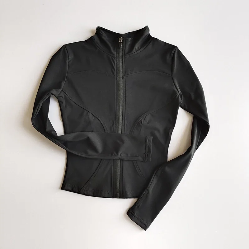 Slim Fit Sports Jacket Stand Collar Zipper Coat Sports Fitness Yoga Clothing Plus Velvet Jacket Slimming Quick-drying Top Suit - Image 8
