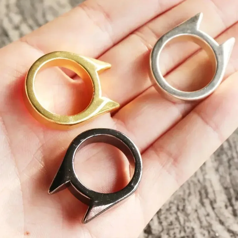 Outdoor Survival Self-Defense Rings Cat's Ear Safety Survival Metal Defense Ring Self Defense Supplies - Image 2