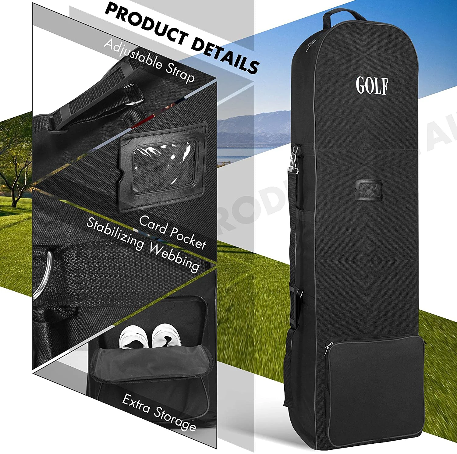 Soft Golf Travel Bags With Wheels Large Capacity Aviation Bag Practical Durable 600D Golf Club Bags Storage Pouch - Image 6