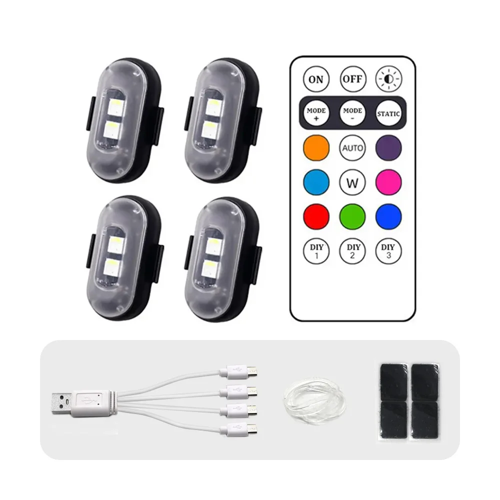 Wireless Remote LED Strobe Light Car Motorcycle Bike Warning Decor Lamp USB Rechargeable Aircraft Indicator 8 Colors Car Lights - Image 11