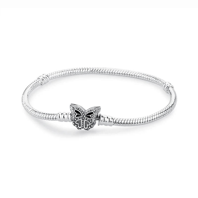 Original 925 Sterling Silver Bracelets Bangles Love Heart Clip Charms Beads Snake Chains For Women Rose Gold DIY Luxury Jewelry - Image 35