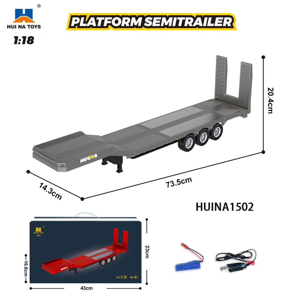 HUINA 1501 770S Alloy Tractor 19CH RC Truck 1/18 2.4G remote control Engineering Trailer Truck with Light and Sound Toys - Image 8