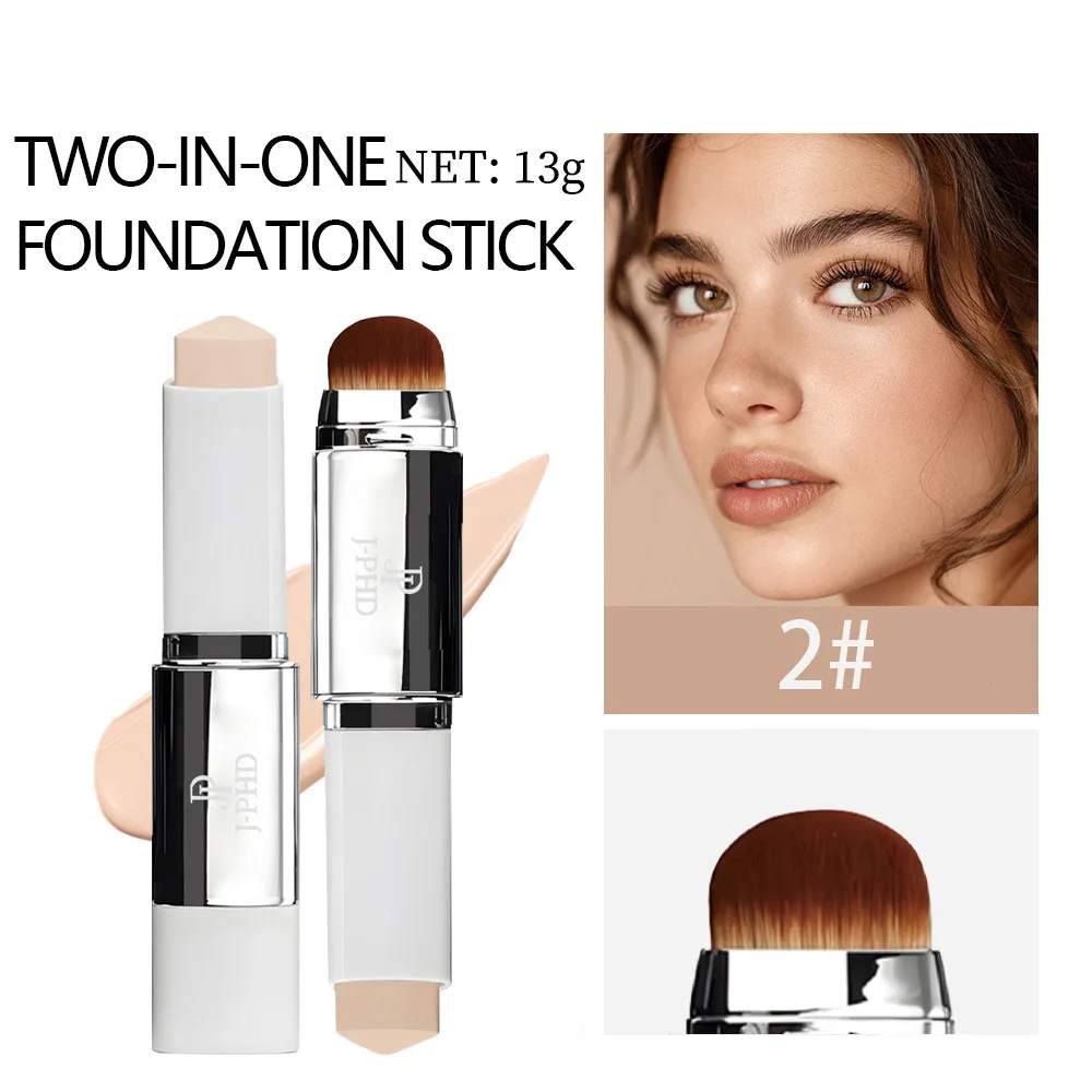 Two-in-one Brush Head Foundation Stick, Lightweight and Smooth, Long-lasting Coverage, Creating A Perfect Makeup Effect - Image 6