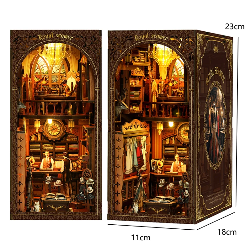 DIY Wooden Book Nook Insert Kit Doll Houses Building Toys Bookends Bookshelf Decor DollHouses Toys For Kids Xmas Gifts - Image 28