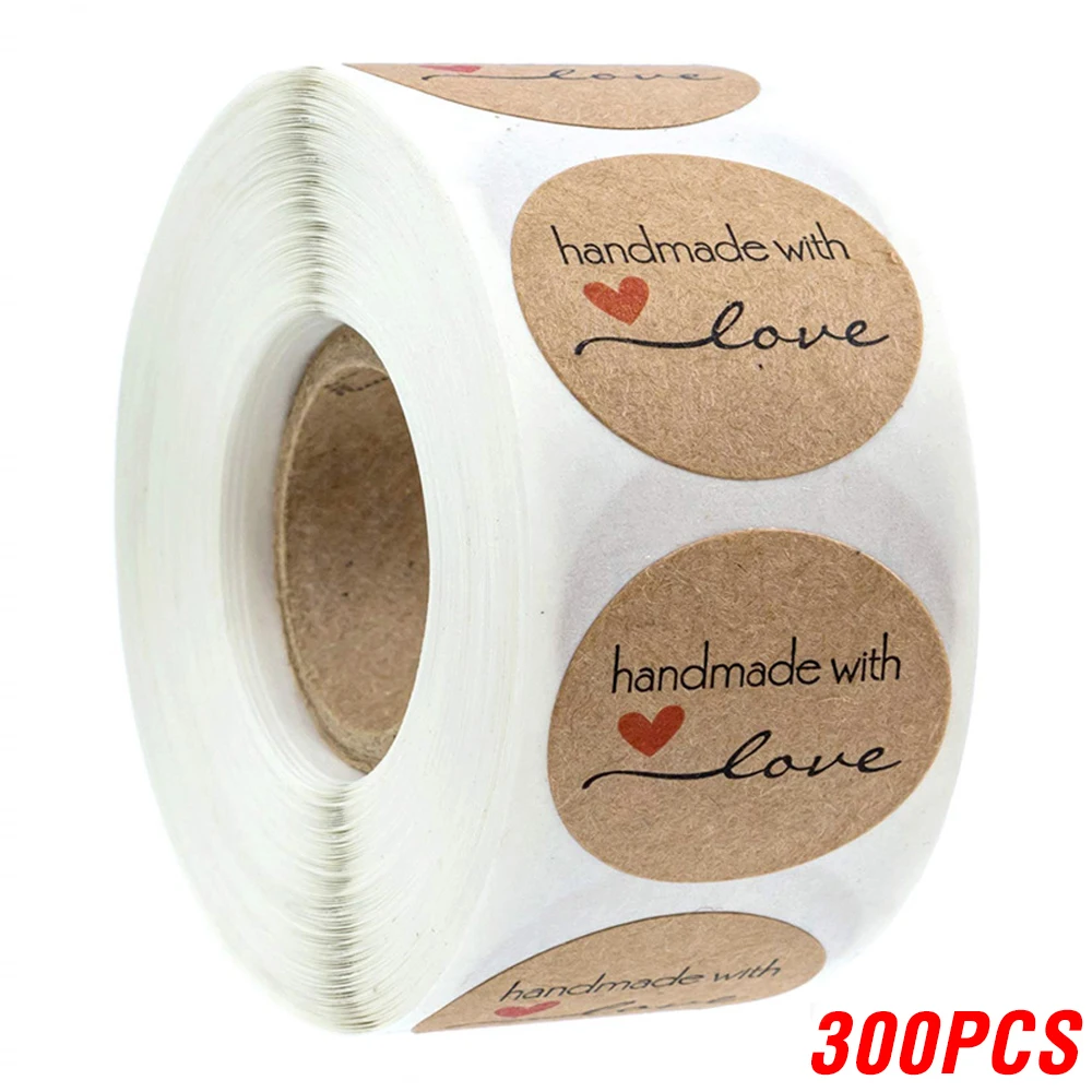 100-500pcs 1inch Vintage Kraft Paper Handmade With Love Stickers for Package Thank You Stationery Adhesive Labels Baking Seals - Image 12