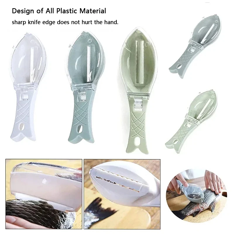 Fish Scales Graters Scraper Fish Cleaning Tool Scraping Scales Device with Cover Home Kitchen Cooking Fish Tool Kitchen Tools - Image 5