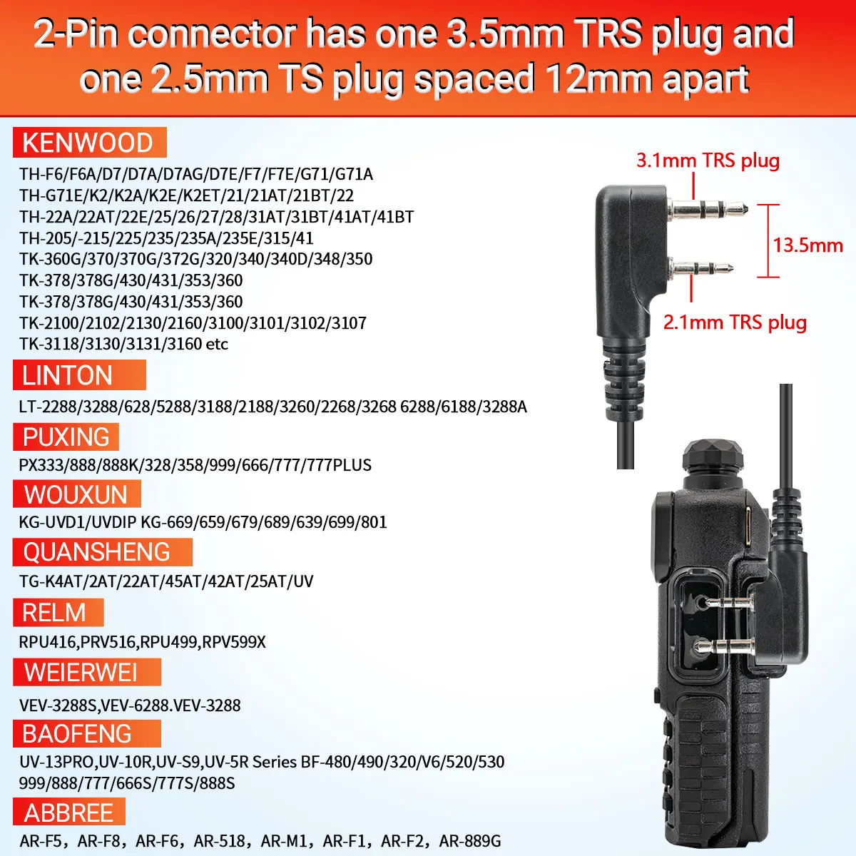 2pcs BAOFENG 2 Pin G-shape Ear Hook Headset Earpiece PTT For Baofeng UV5R UVS9 UV-13 UV-17 UV-21 UV16 PRO PLUS Walkie Talkie - Image 4