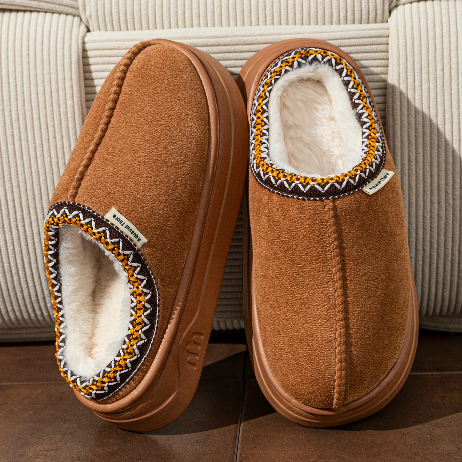 Winter Women's Slippers Boots Fashion Fuzzy Fur Anti-slip Soft Sole Outdoor Indoor Warm Comfort Men Plush Houseshoes Couple