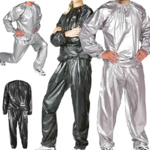 1Set Sauna Top Pants Suit for Weight Loss Waterproof Windproof Sweat Tracksuit Elastic Openings Fat Burning Sports Fitness