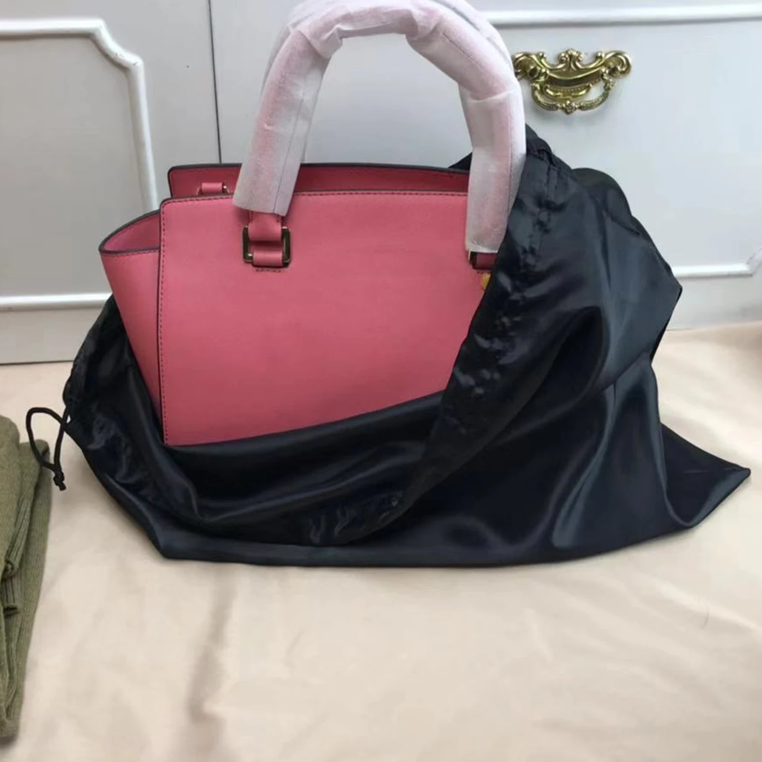 Large Silk Satin Drawstring Care Bag Custom Wigs Storage Dust Proof Packaging Pouch Black Reusable Sack Handbag Shoes Travel Bag - Image 3