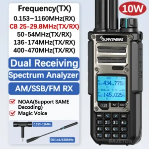 Quansheng TK11 8 Walkie Talkie Ham Radio 10W Dual Receiving PTT 27MHz CB CW LSB LW MW SW Type-C Charger NOAA for UV-K5 8 TK-11 5