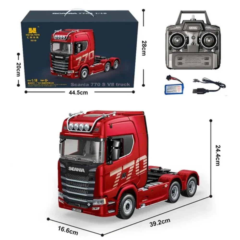 HUINA 1501 770S Alloy Tractor 19CH RC Truck 1/18 2.4G remote control Engineering Trailer Truck with Light and Sound Toys - Image 11