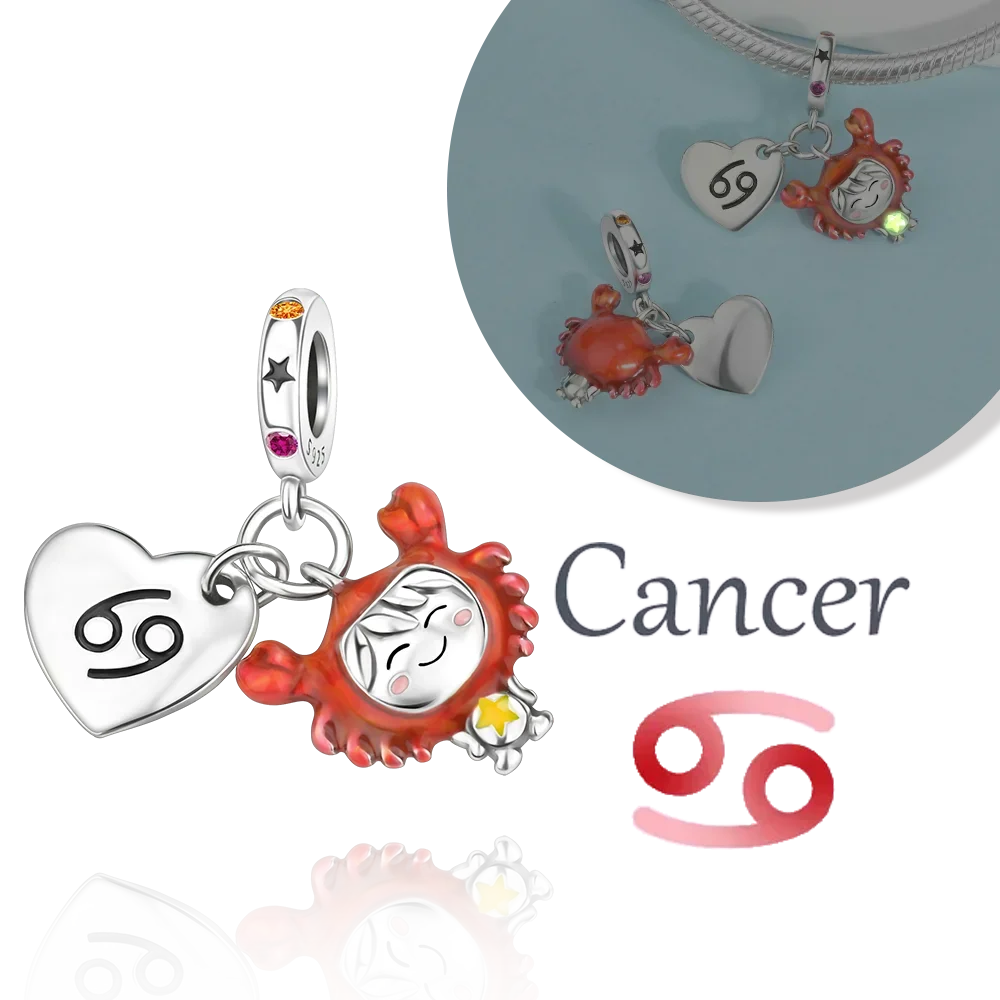 925 Sterling Silver 12 Months Birthstone Heart-shaped Beads Charms Fit Original Bracelet Charm Beads Necklace Diy Female Jewelry - Image 9