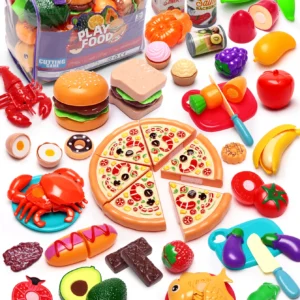 81pcs Kitchen Cute Fun Play Home Toys Simulation Fruit Kitchenware Vegetable Pizza