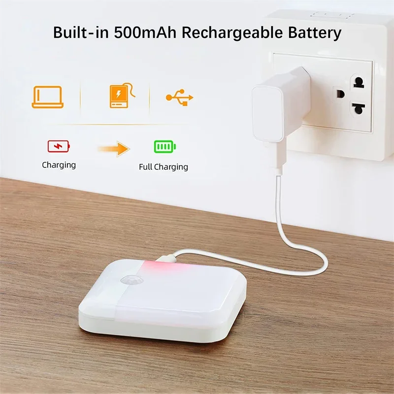PIR Motion Sensor LED Night Light USB Rechargeable Withswitch Night Lamp for Bedroom Kitchen Cabinet Light Wireless Closet Light - Image 6