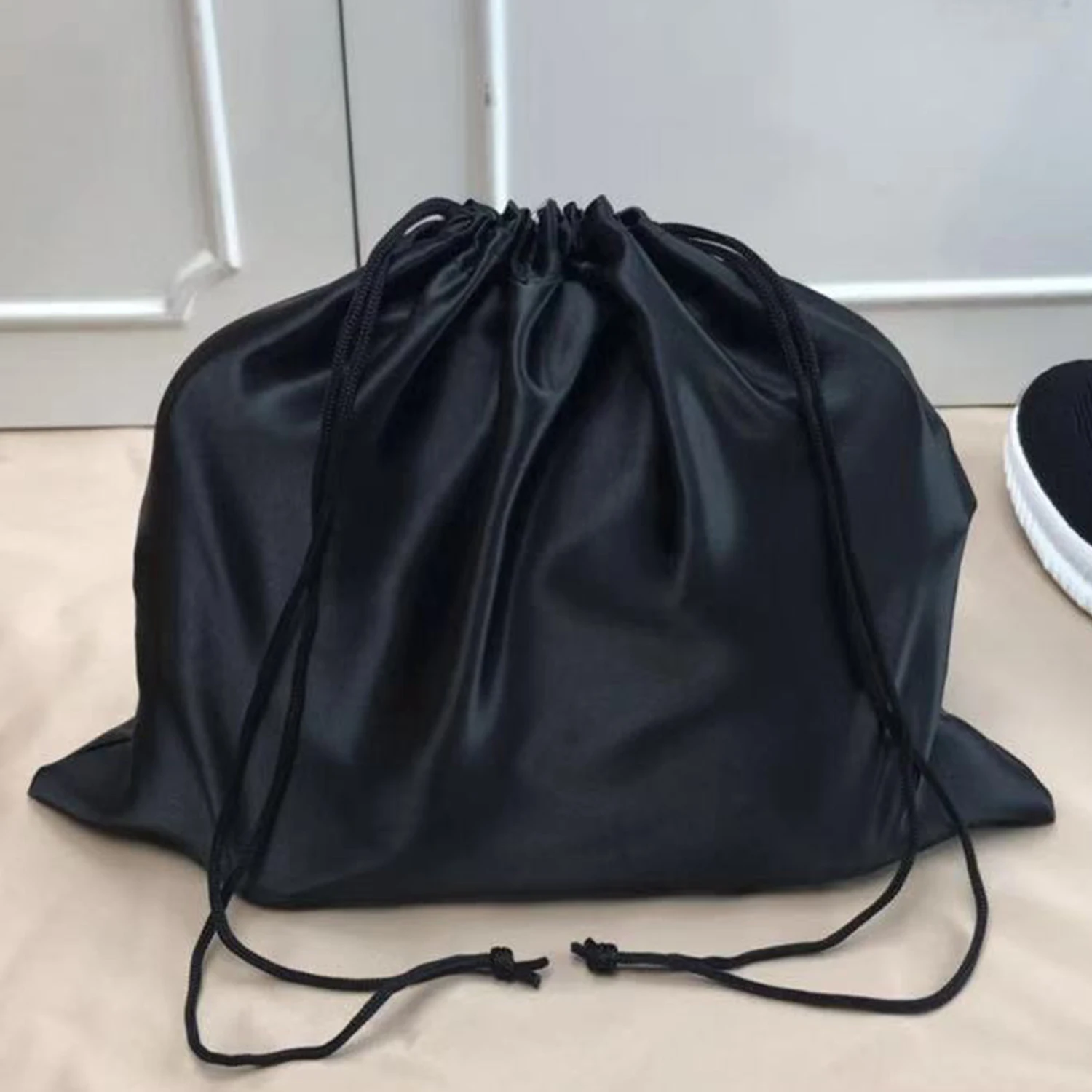 Large Silk Satin Drawstring Care Bag Custom Wigs Storage Dust Proof Packaging Pouch Black Reusable Sack Handbag Shoes Travel Bag - Image 5