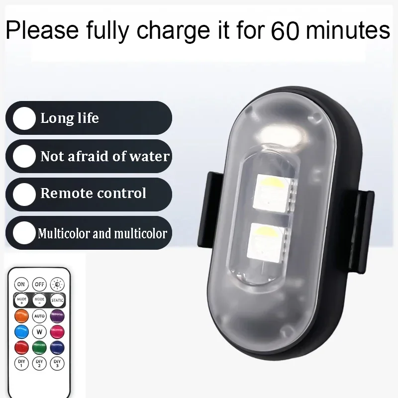 Wireless Remote LED Strobe Light Car Motorcycle Bike Warning Decor Lamp USB Rechargeable Aircraft Indicator 8 Colors Car Lights - Image 4