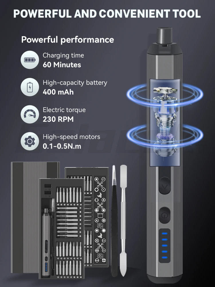 68 IN 1 Precision Electric Screwdriver Set 5 Levels Adjustable Comes Fill Light Professional Mobile Phone IPad Repair Tool - Image 4