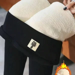 Winter Thicken Warm Leggings Women Lamb Cashmere Joggers High Waist Fleece Elastic Tights Warm Tights Pants Slim Velvet Legging