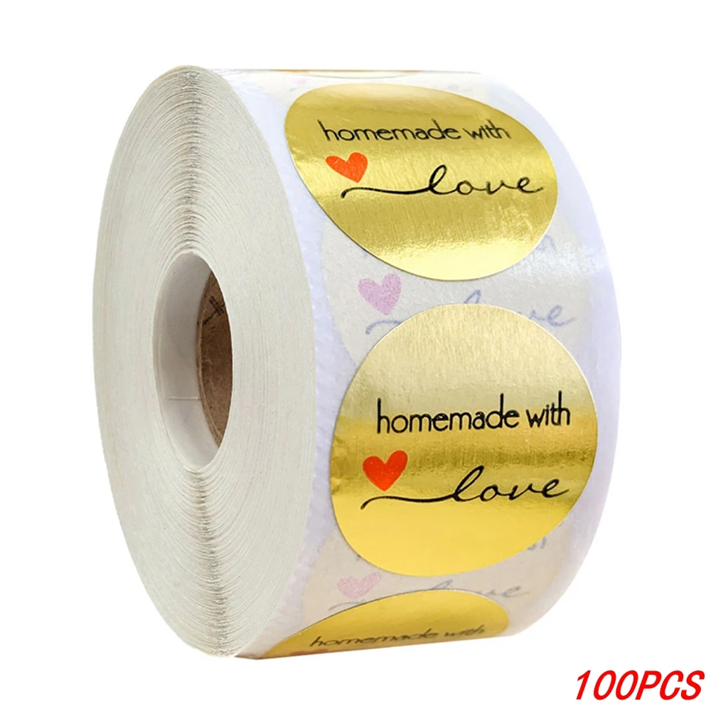 100-500pcs 1inch Vintage Kraft Paper Handmade With Love Stickers for Package Thank You Stationery Adhesive Labels Baking Seals - Image 17