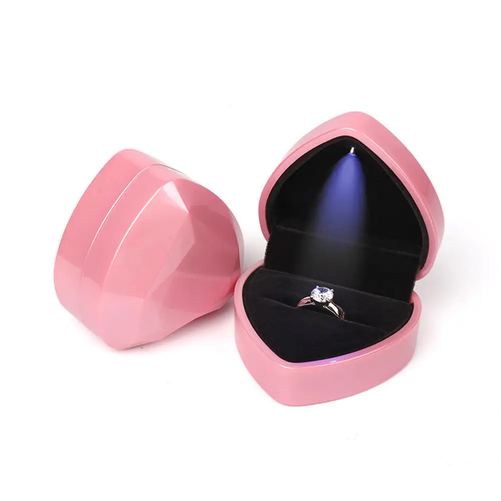 1 Pcs LED Jewelry Ring Box Luxury Velvet Rubber Necklace Pendant Gifts Display With Light For Proposal Engagement Wedding Case - Image 11