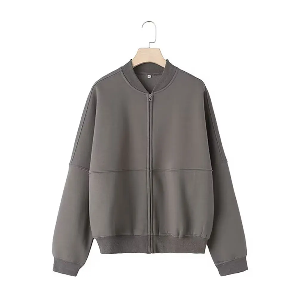 HH Women's Fall 2-Piece Retro Solid Color Zip Bomber Jacket Sweatshirt+High Waist Lace Up Women's Wide Leg Pants Street Wear - Image 13