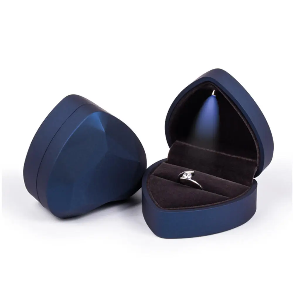 1 Pcs LED Jewelry Ring Box Luxury Velvet Rubber Necklace Pendant Gifts Display With Light For Proposal Engagement Wedding Case - Image 10
