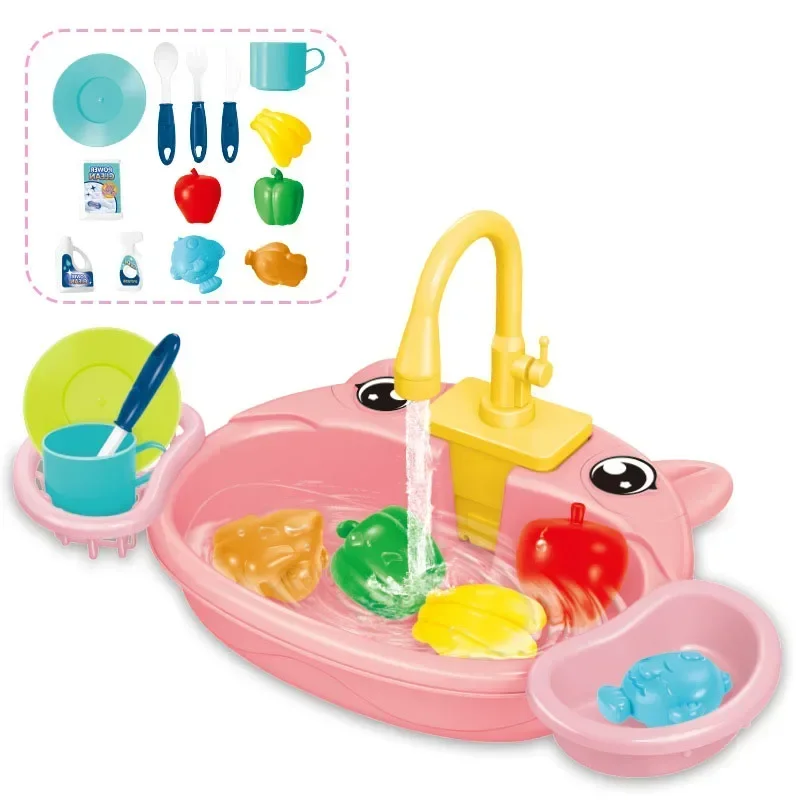 Children's Play Kitchen Toys Water Pretend Play House Kids Can Drain Wash Basin Sink Kids Kitchen Set Toy for Boys Girls Gifts - Image 11