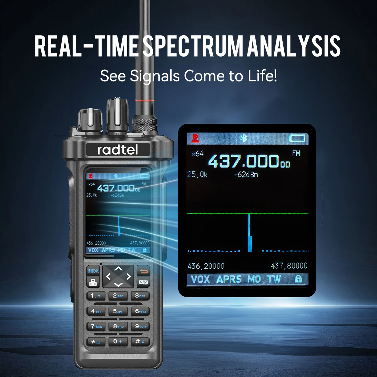 Radtel RT-950 PRO Walkie Talkie AM/FM/CB/LSB/USB/CW Receiver with GPS APRS 10W Bluetooth Phone Programming Ham Radio RT-950PRO - Image 5