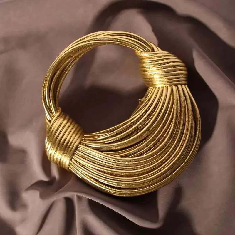 Handbags for Women 2026 New Gold Luxury Designer Brand Handwoven Noodle Bags Rope Knotted Pulled Hobo Silver Evening Clutch Chic - Image 8
