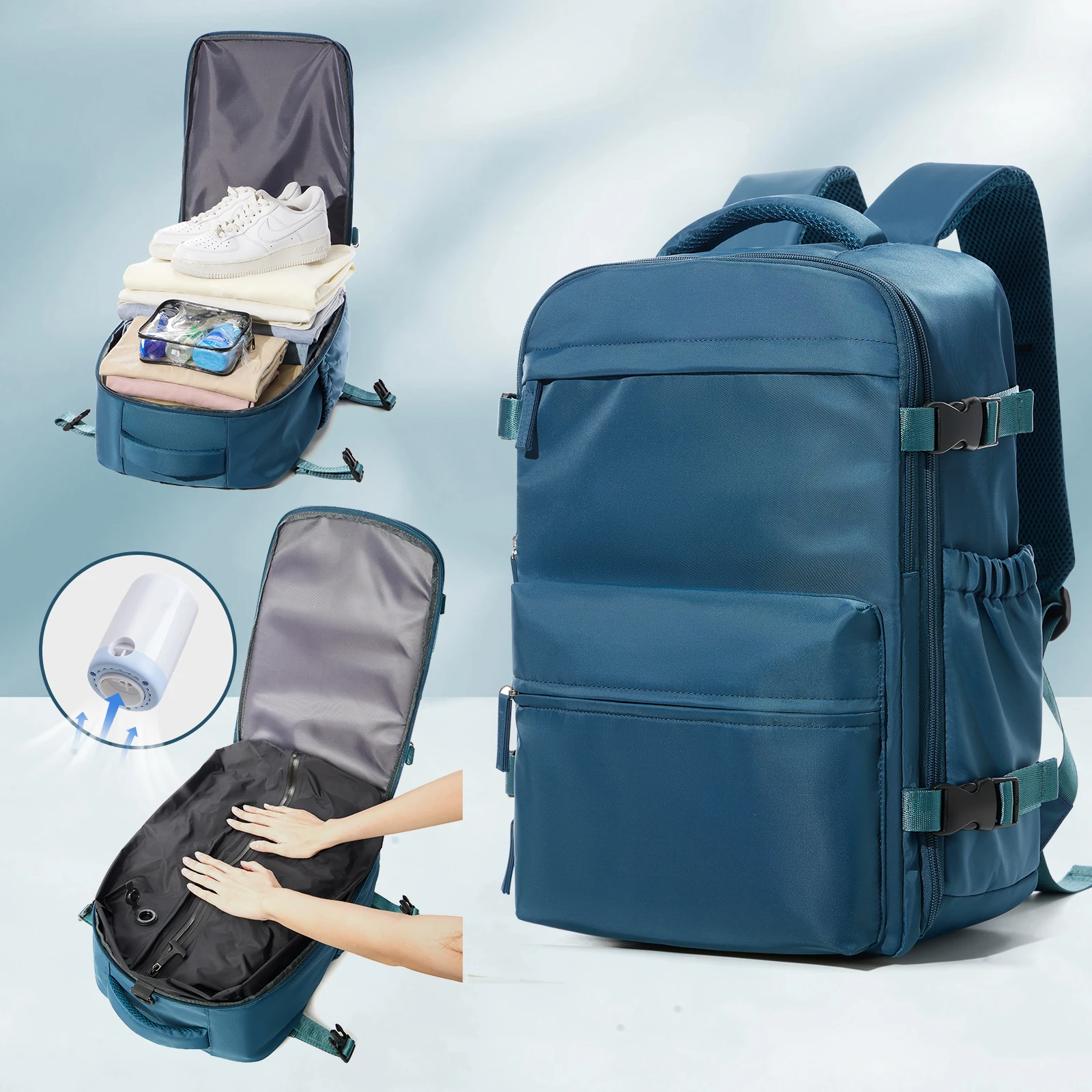 Vacuum Backpack Travel Bag for Men Large Capacity Backpack Business Laptop Backpack Women Men Expandable Backpack School Bag - Image 12