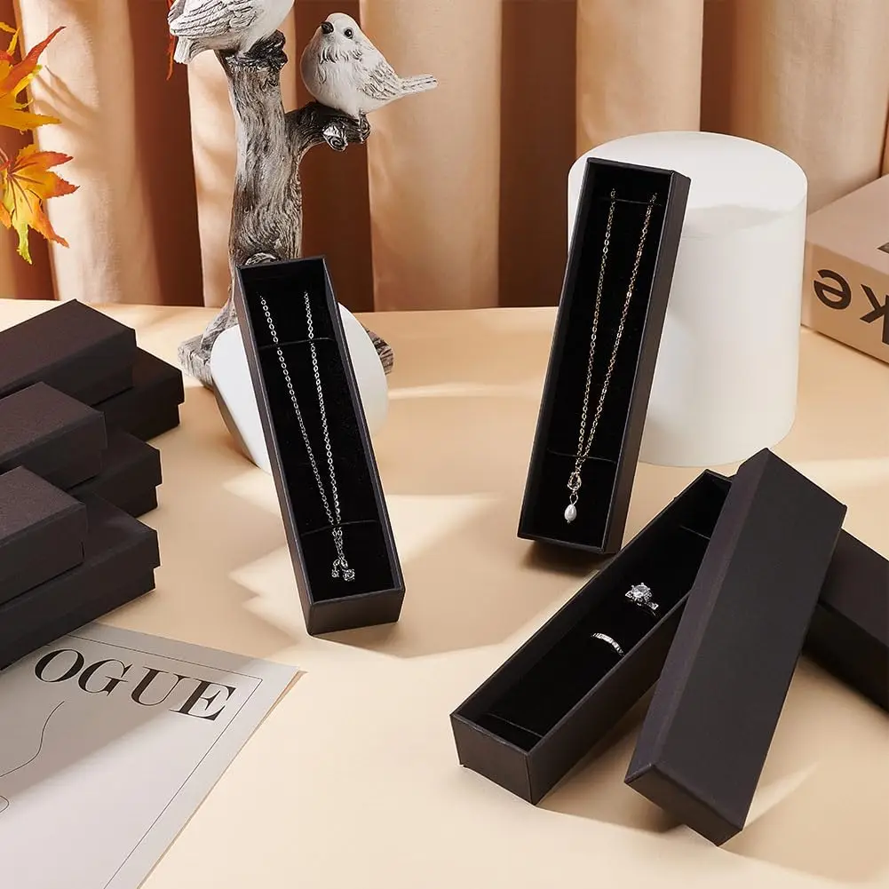 1PCS Black Square Jewelry Display Gifts Box Organizer Engagement for Ring Earring Brooch Necklace Bracelet Packaging Boxes - Image 3