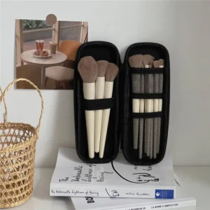 Black Cosmetic Storage Bags Waterproof Double Zipper Makeup Brushes Case Women Bag Portable Travel Brush Holder Pen case Box