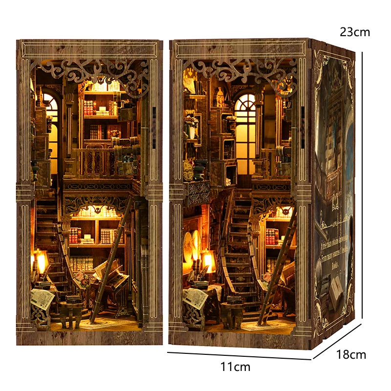 DIY Wooden Book Nook Insert Kit Doll Houses Building Toys Bookends Bookshelf Decor DollHouses Toys For Kids Xmas Gifts - Image 33