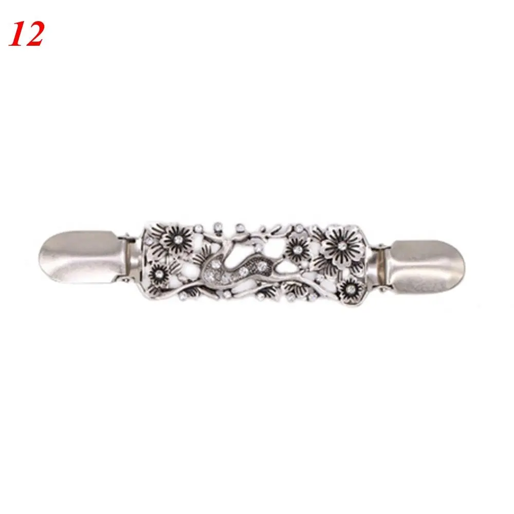 Women Carved Flower Cardigan Sweater Blouse Shawl Clips Shirt Collar Shawl Brooch Retro Duck Clip Clasps Charm Accessories Gift - Image 27