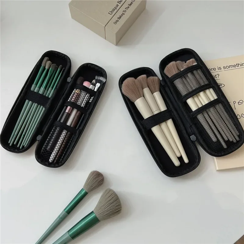 Black Cosmetic Storage Bags Waterproof Double Zipper Makeup Brushes Case Women Bag Portable Travel Brush Holder Pen case Box - Image 4