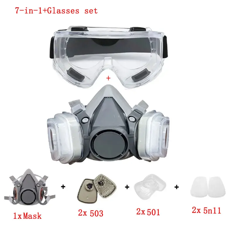 6200 Dust Mask Half Face With 503 5N11 Particle Filters Goggles Set For Industrial Labor Dust Paint Spray Decoration Grinding - Image 12